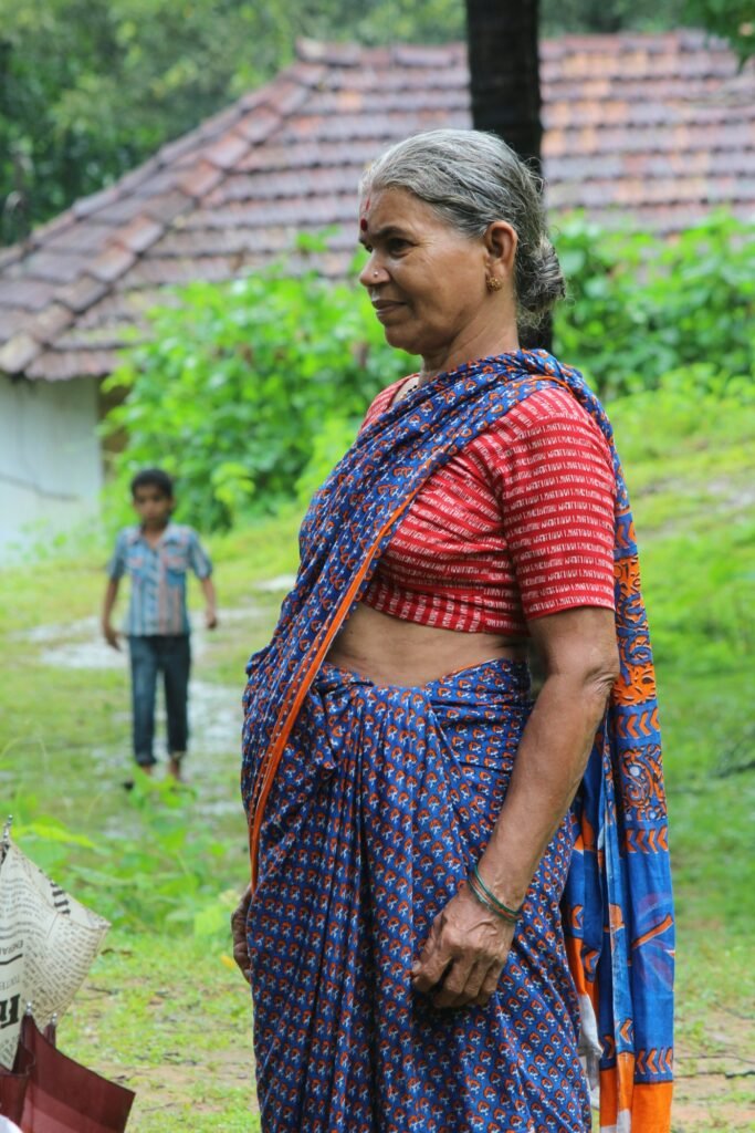 A mother in a sari with her child